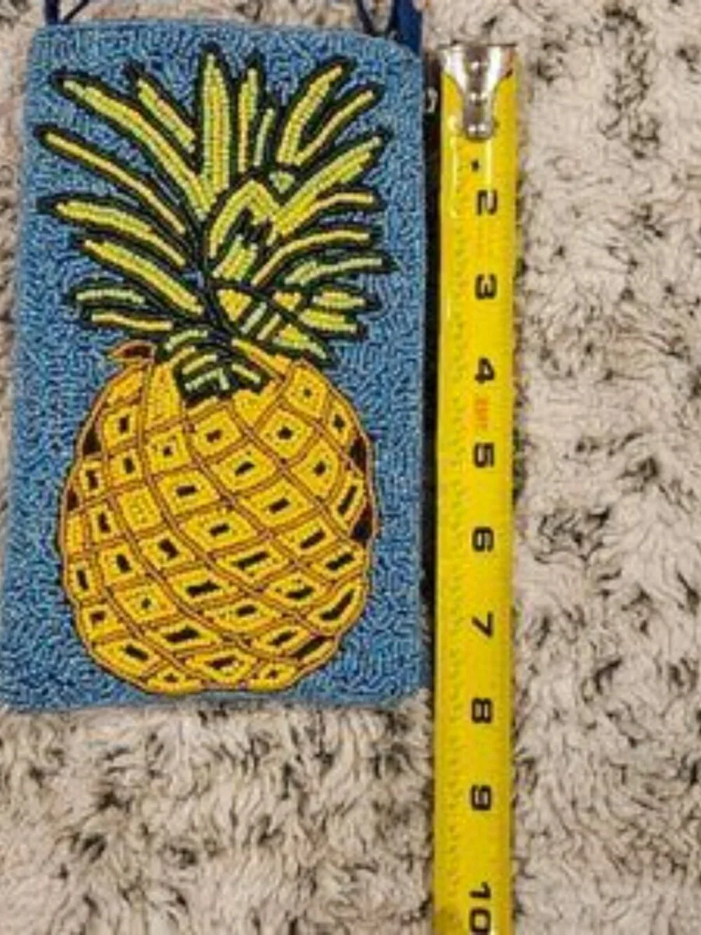 Bamboo Trading Company Pineapple Hand Beaded Mini Crossbody 4.5
